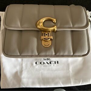 Coach Taupe Leather Crossbody Bag with Gold Hardware
